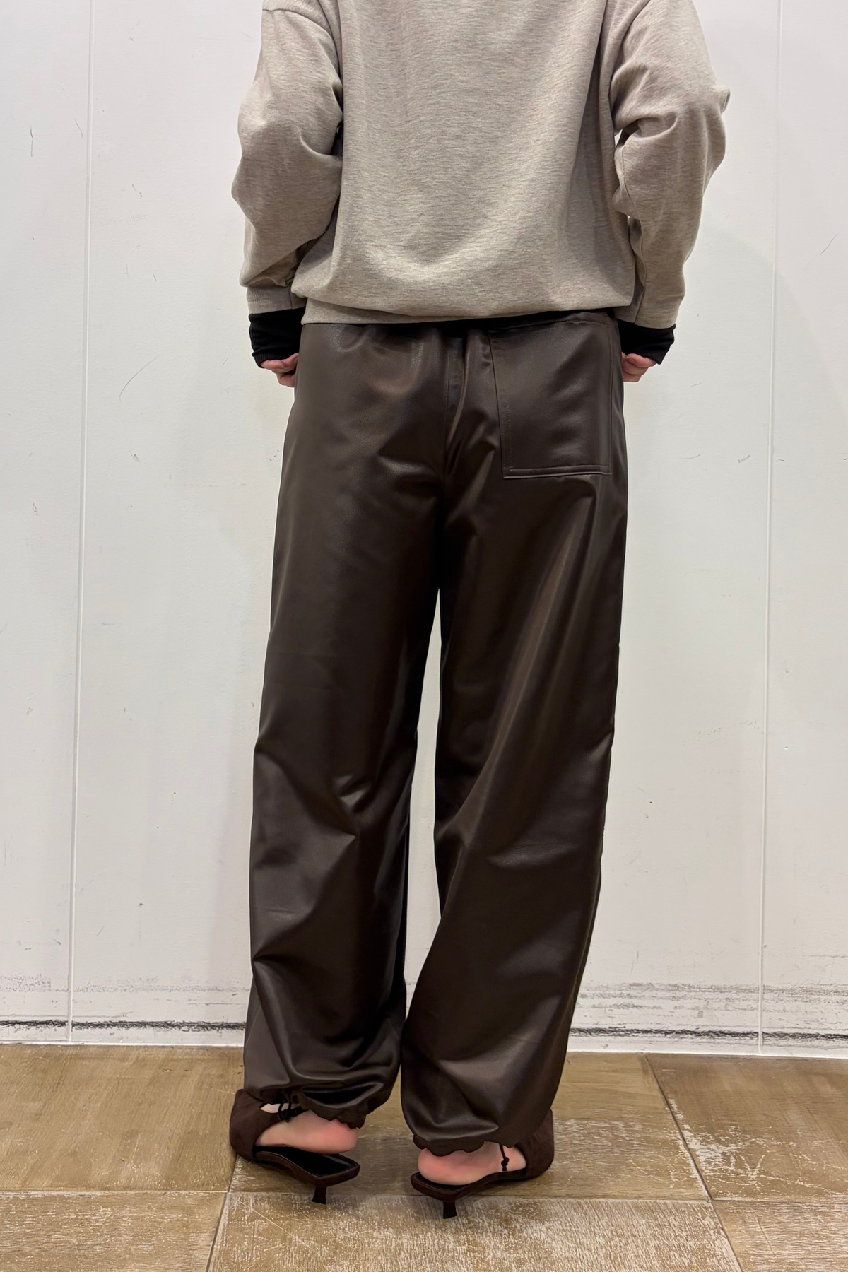 レザーライクダブルニーPT    F2163