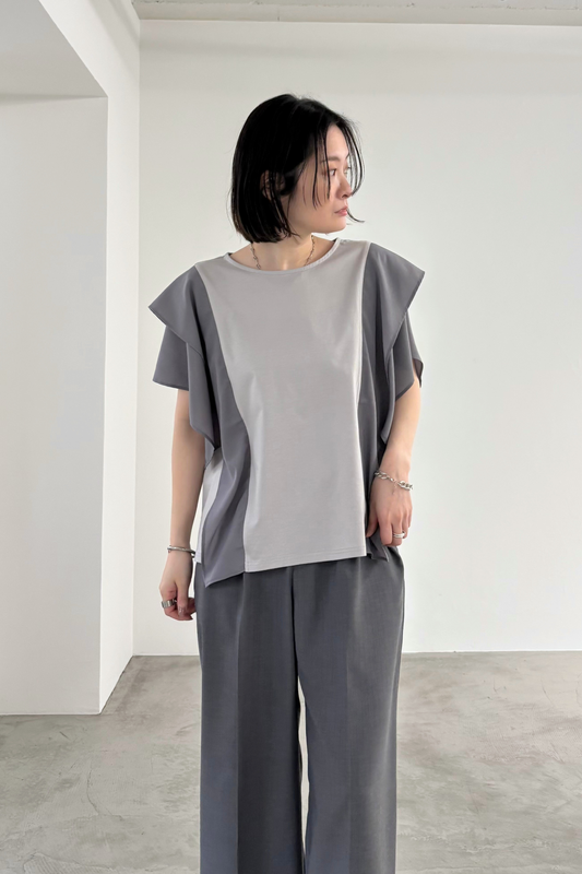 フレアスリーブ異素材TEE　35507