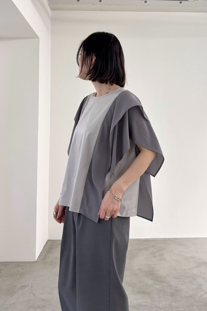フレアスリーブ異素材TEE　35507