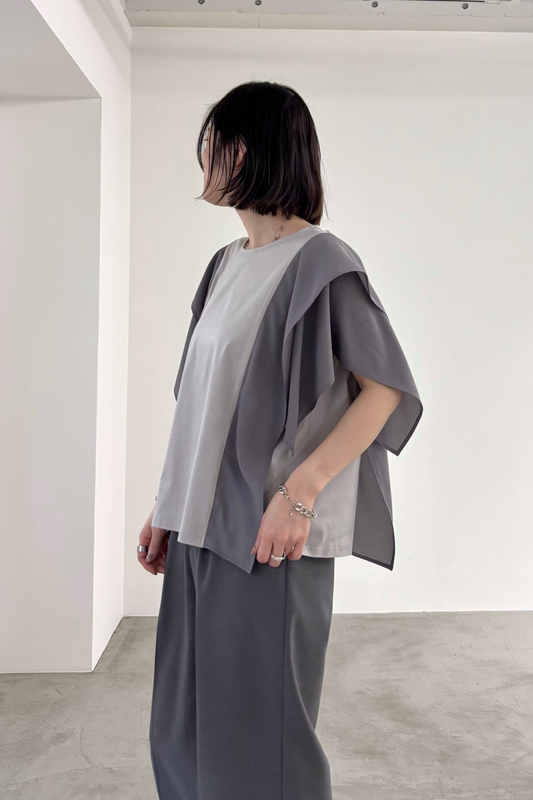 フレアスリーブ異素材TEE　35507