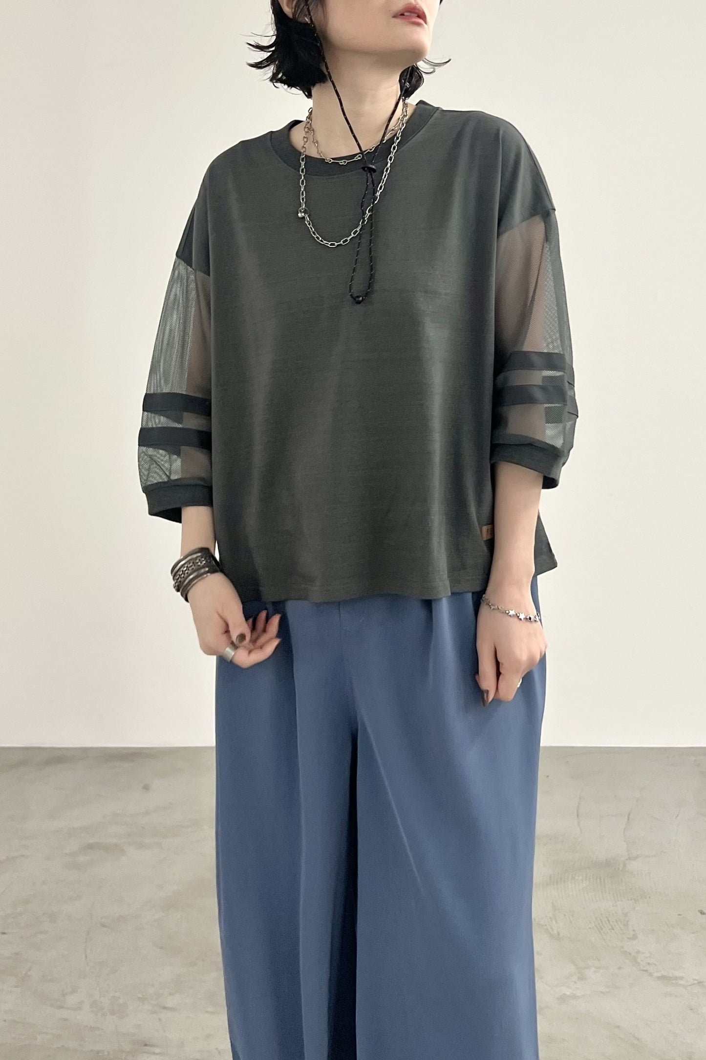 メッシュスリーブTシャツ　F3311