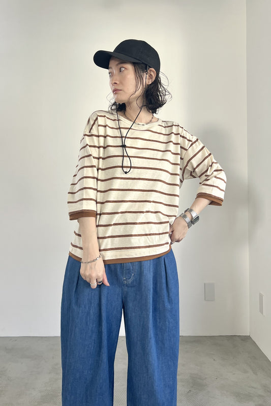 レトロマルチボーダーTシャツ　F3305