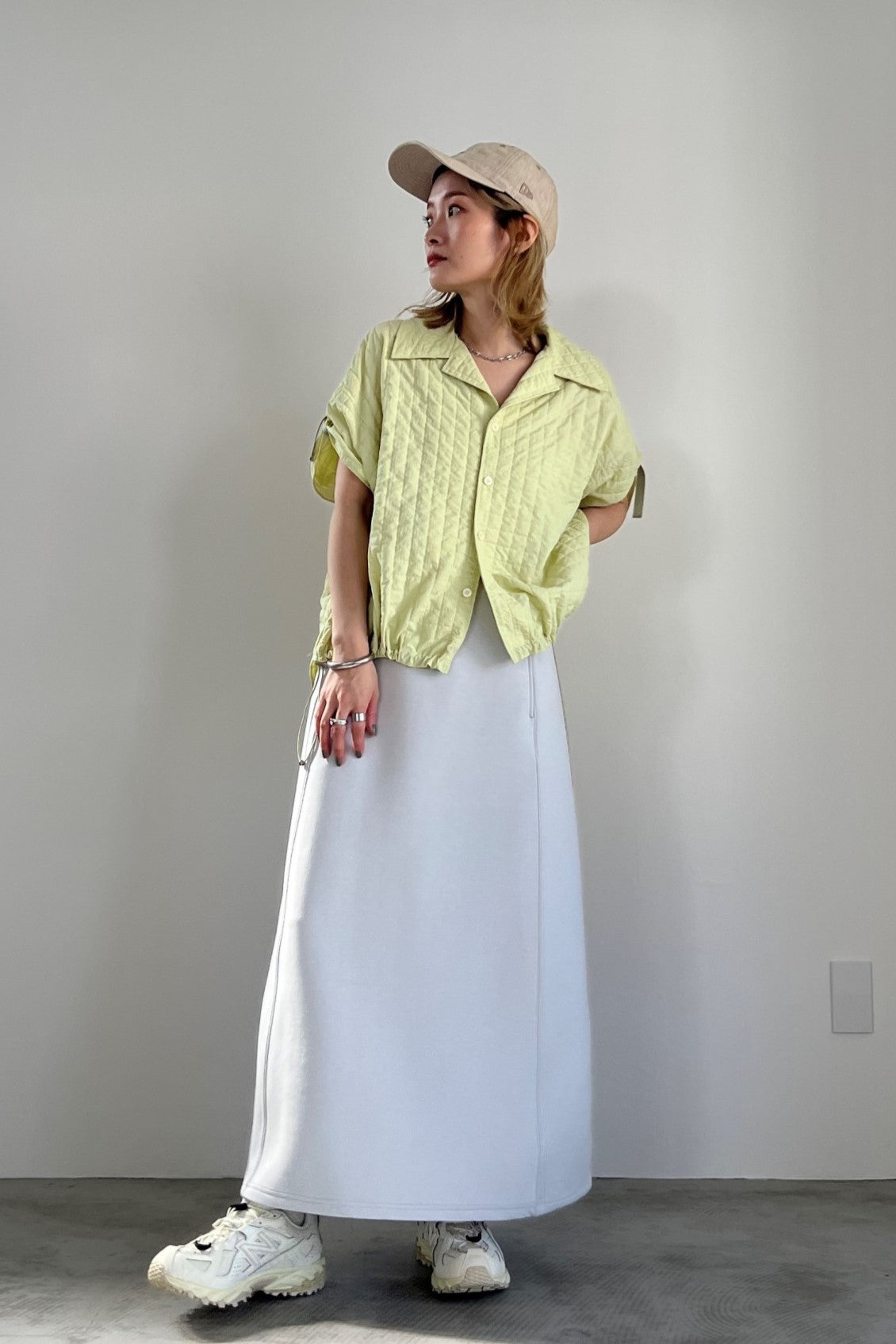 エンボスナイロンフレンチスリーブシャツ　F1168