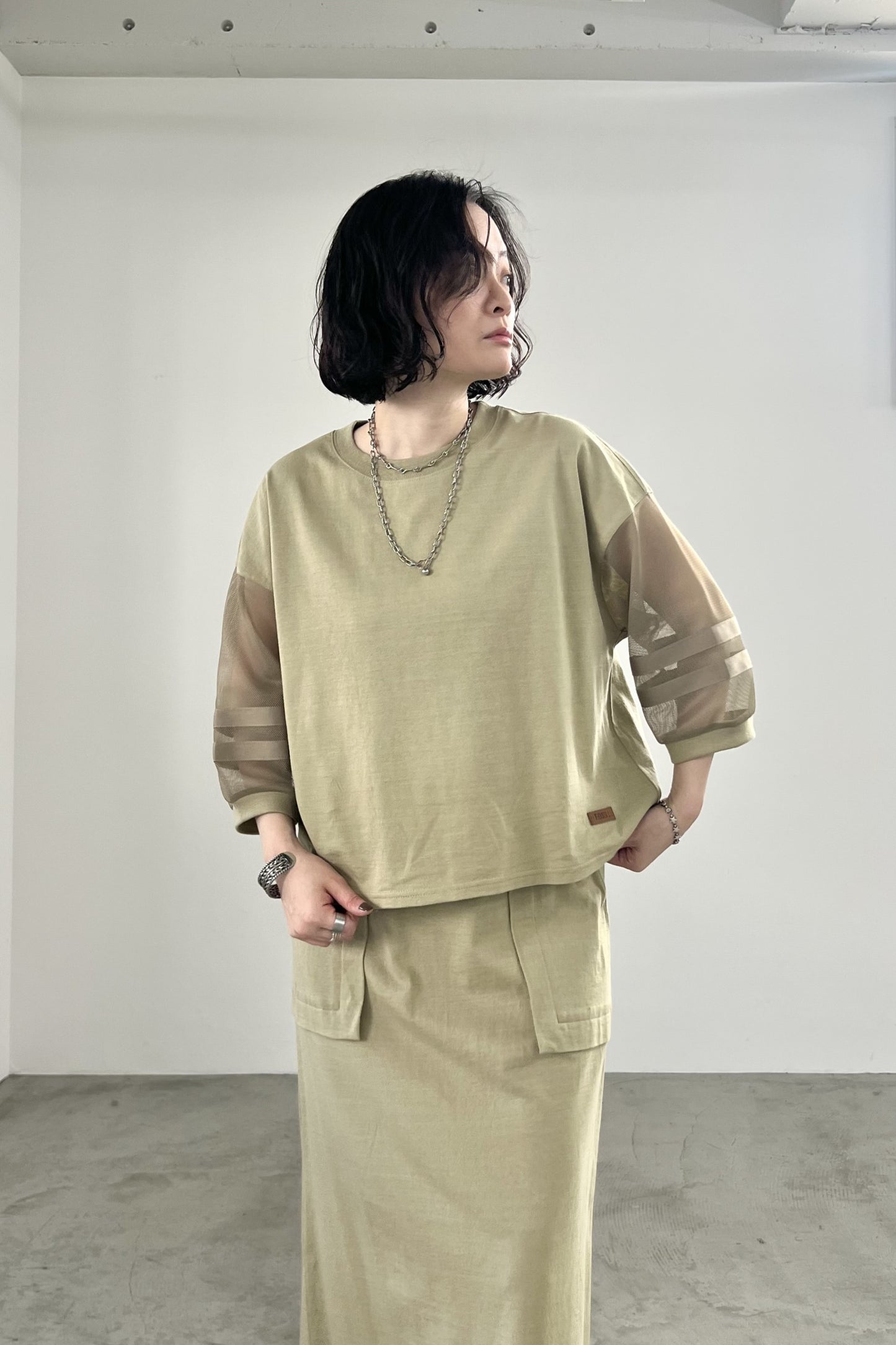 メッシュスリーブTシャツ　F3311