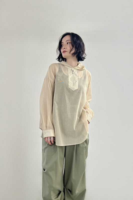 シアーカラミフーディーシャツ　F1212