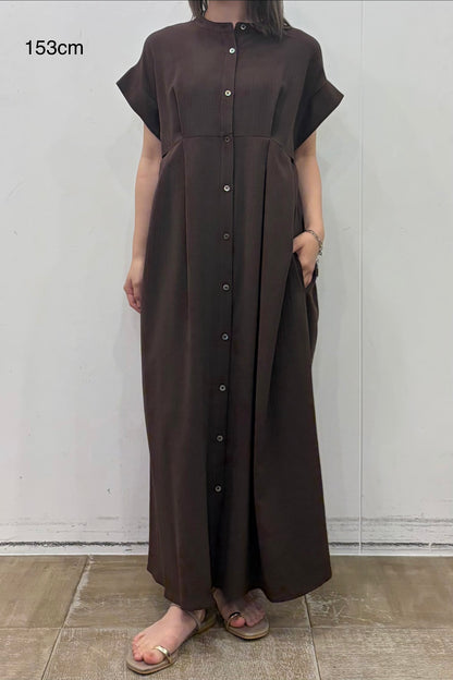 T/R麻調ノーカラーシャツOP　M10013