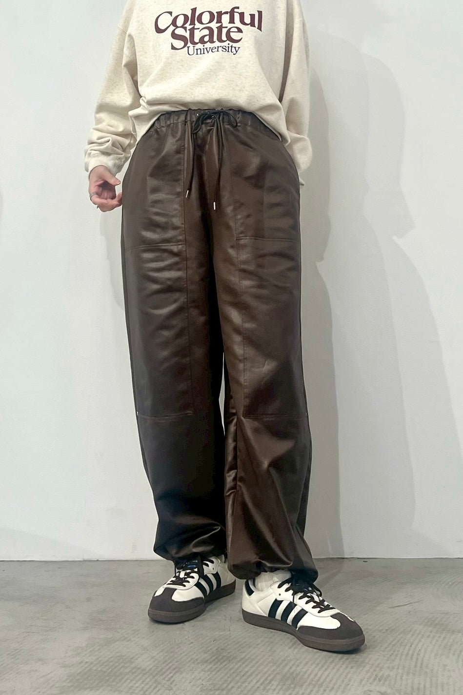 レザーライクダブルニーPT    F2163