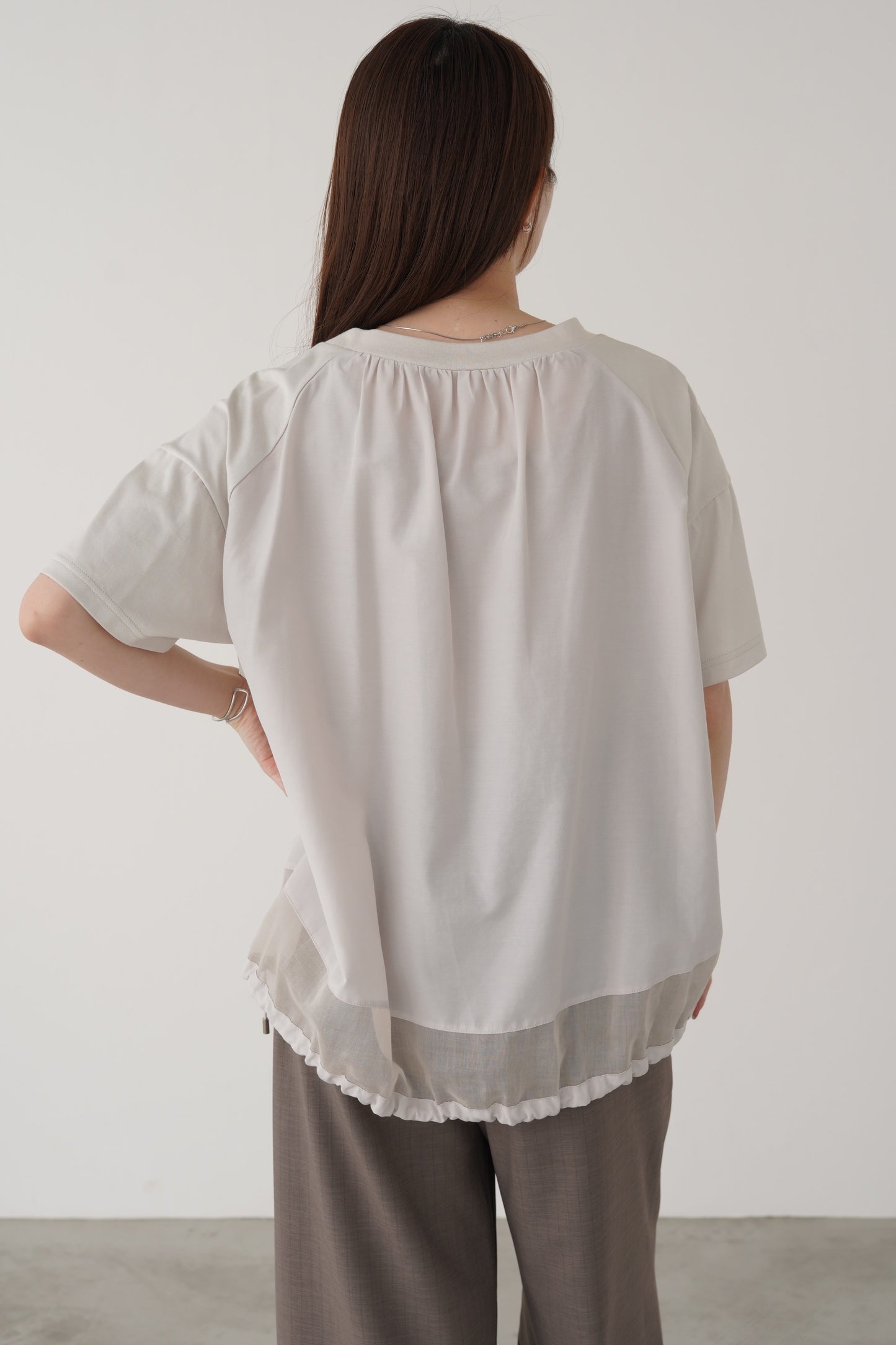 シアー切替ドローコードカットソー　35394