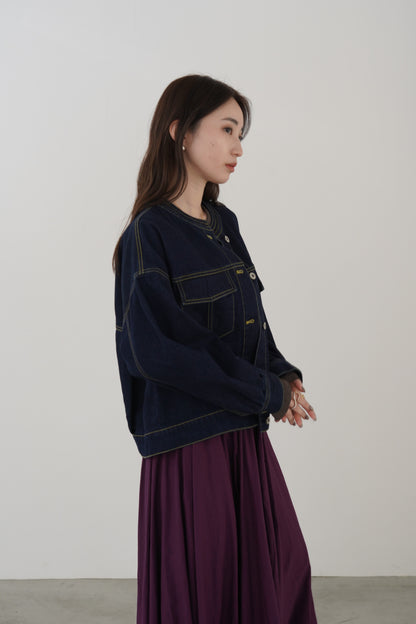 ノーカラーコクーンデニムJK　15912