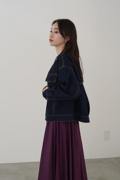 ノーカラーコクーンデニムJK　15912