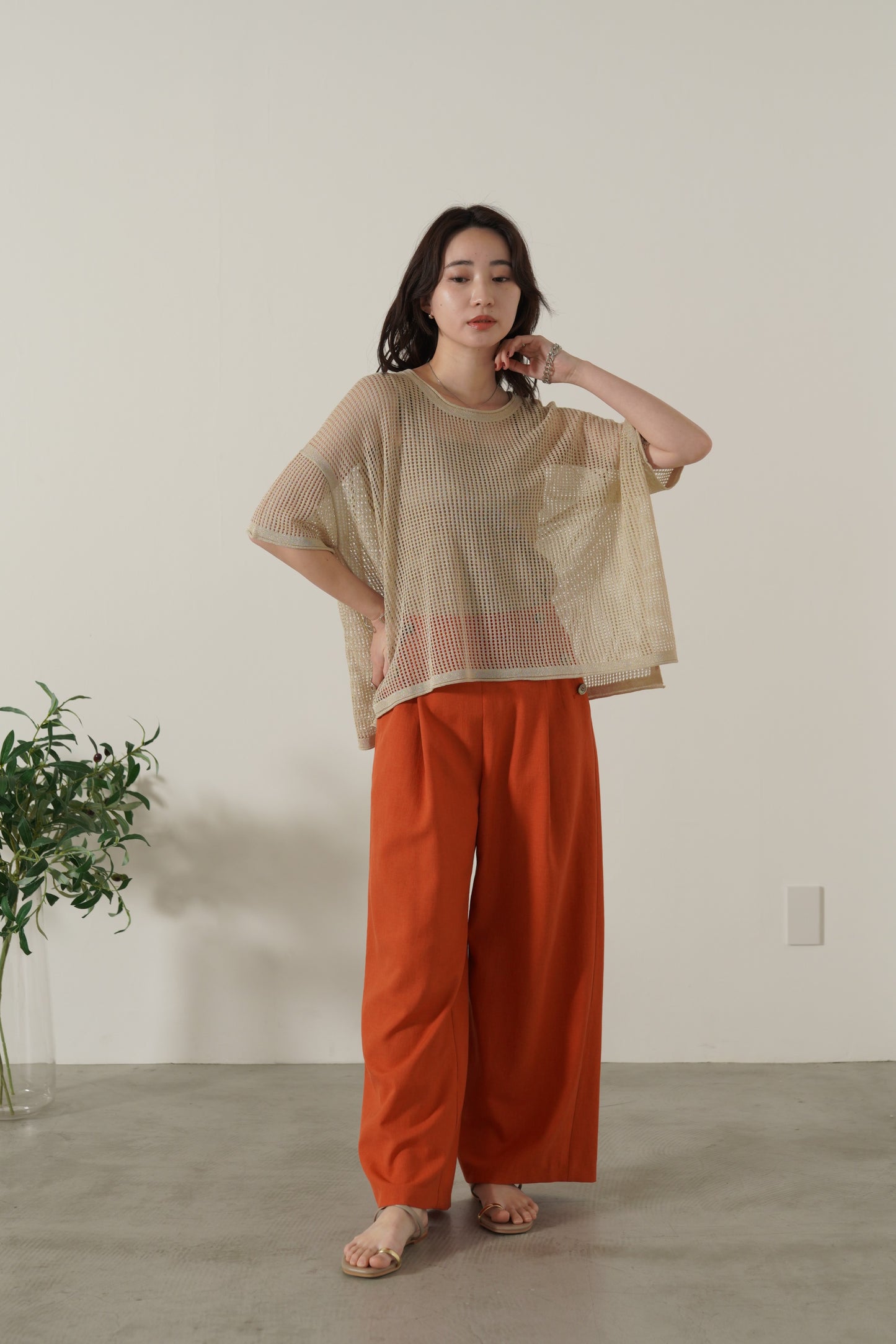 ラメメッシュニットP/O　35610
