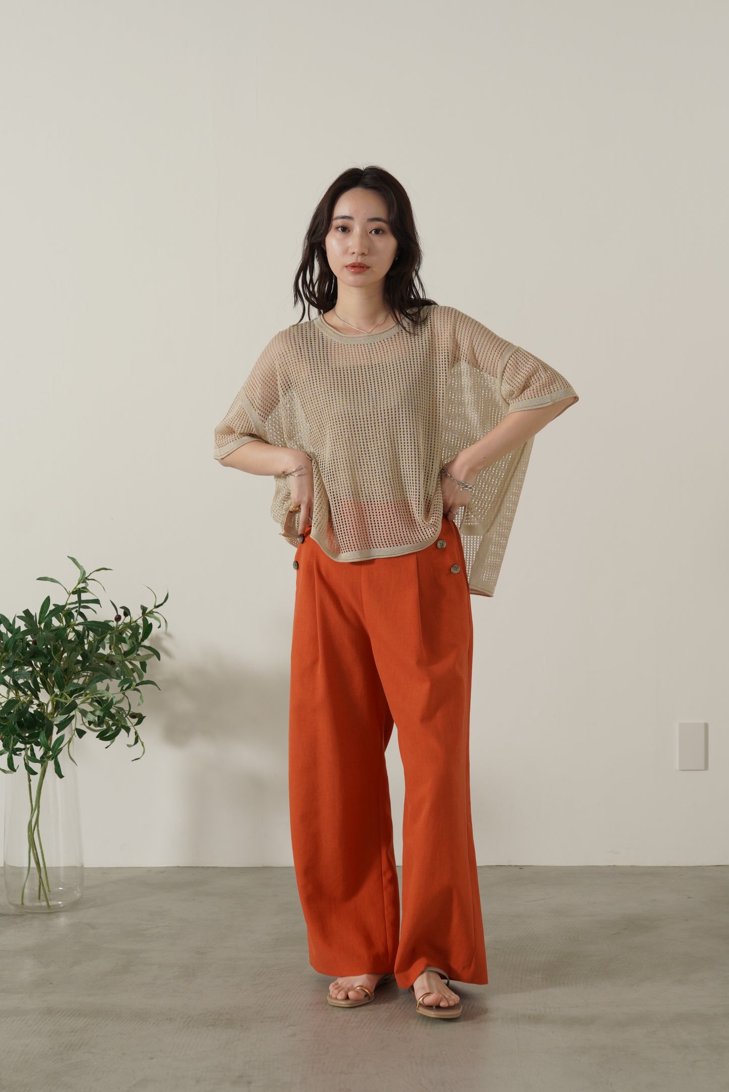 ラメメッシュニットP/O　35610