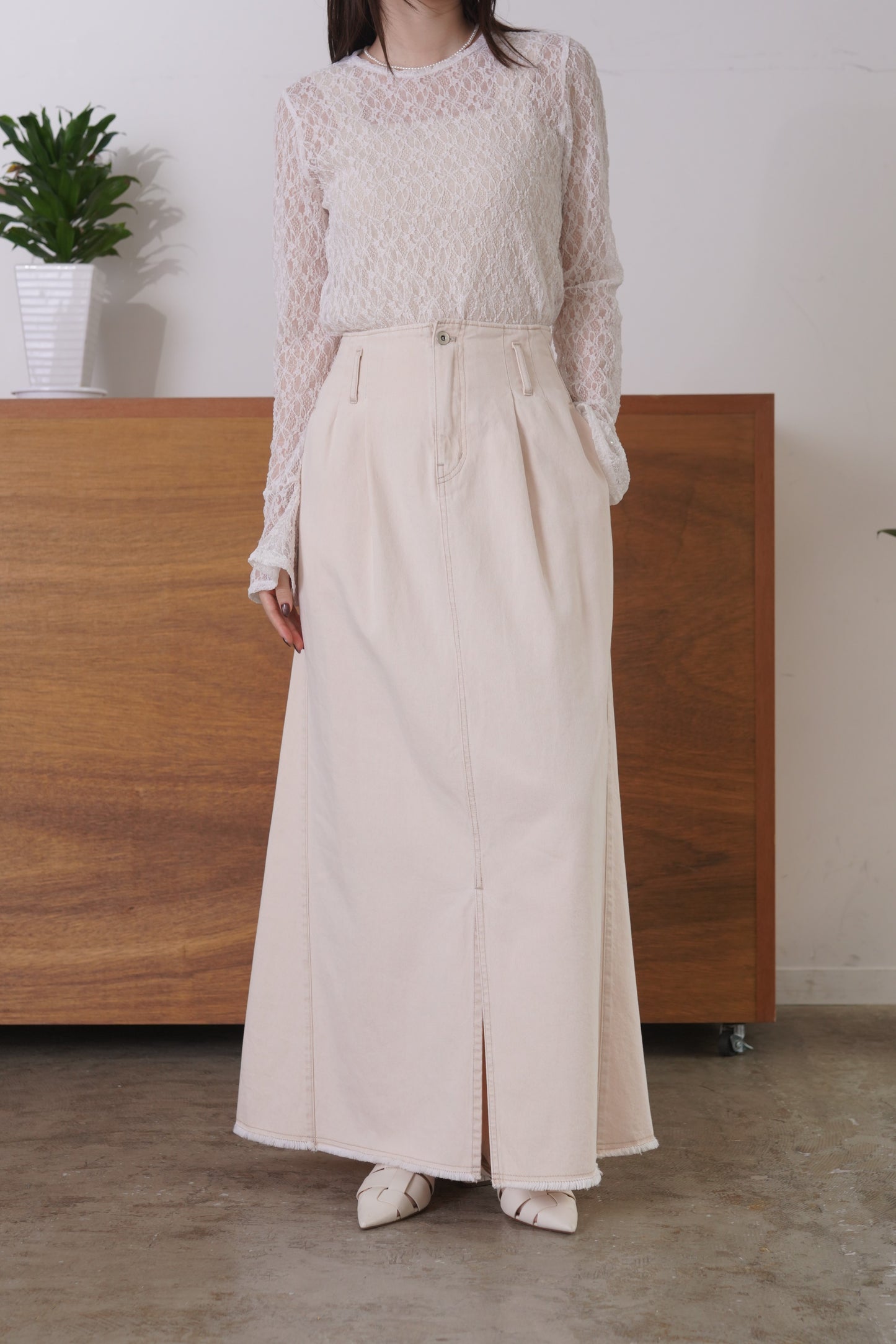 フリンジデニムロングSK　23191