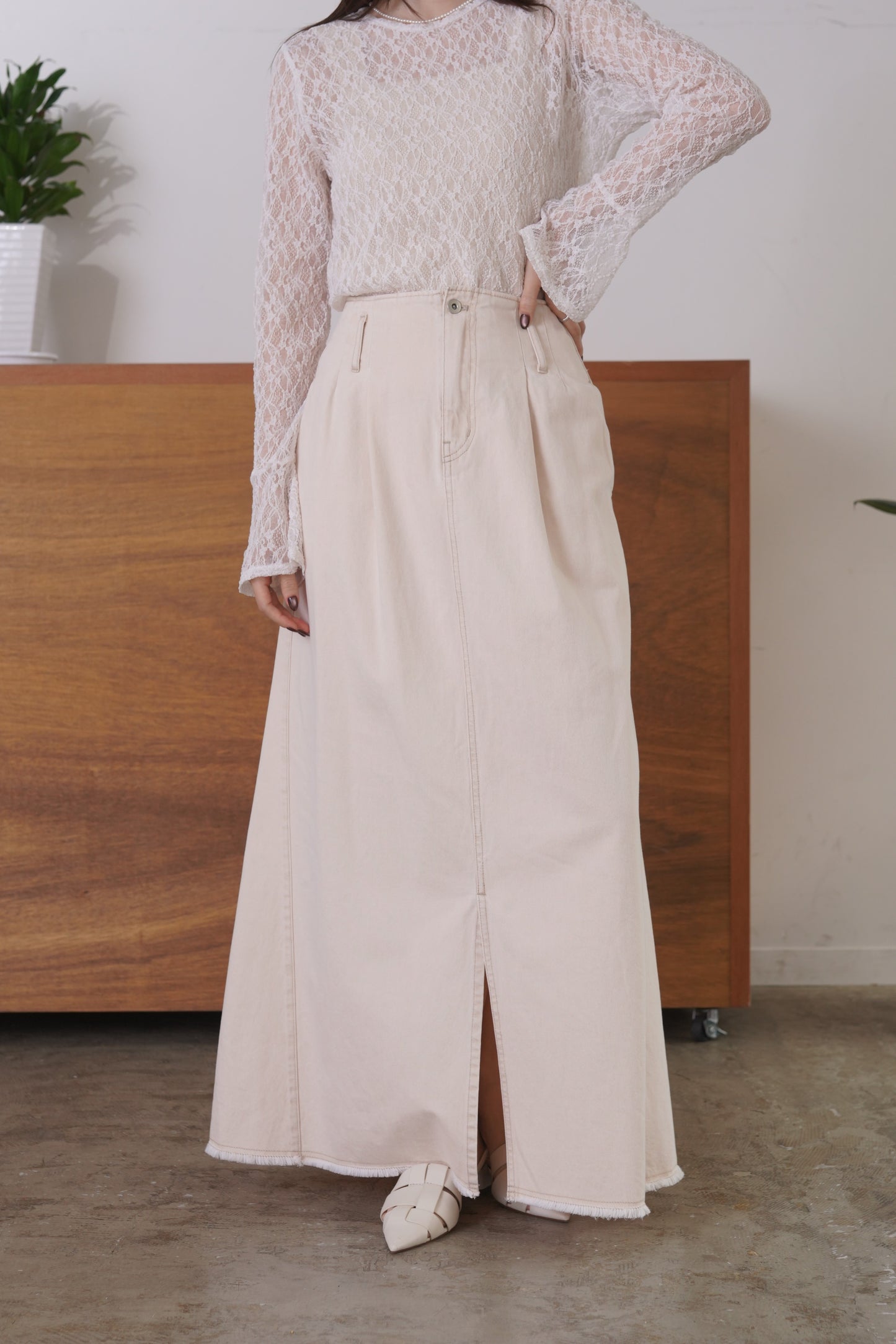 フリンジデニムロングSK　23191