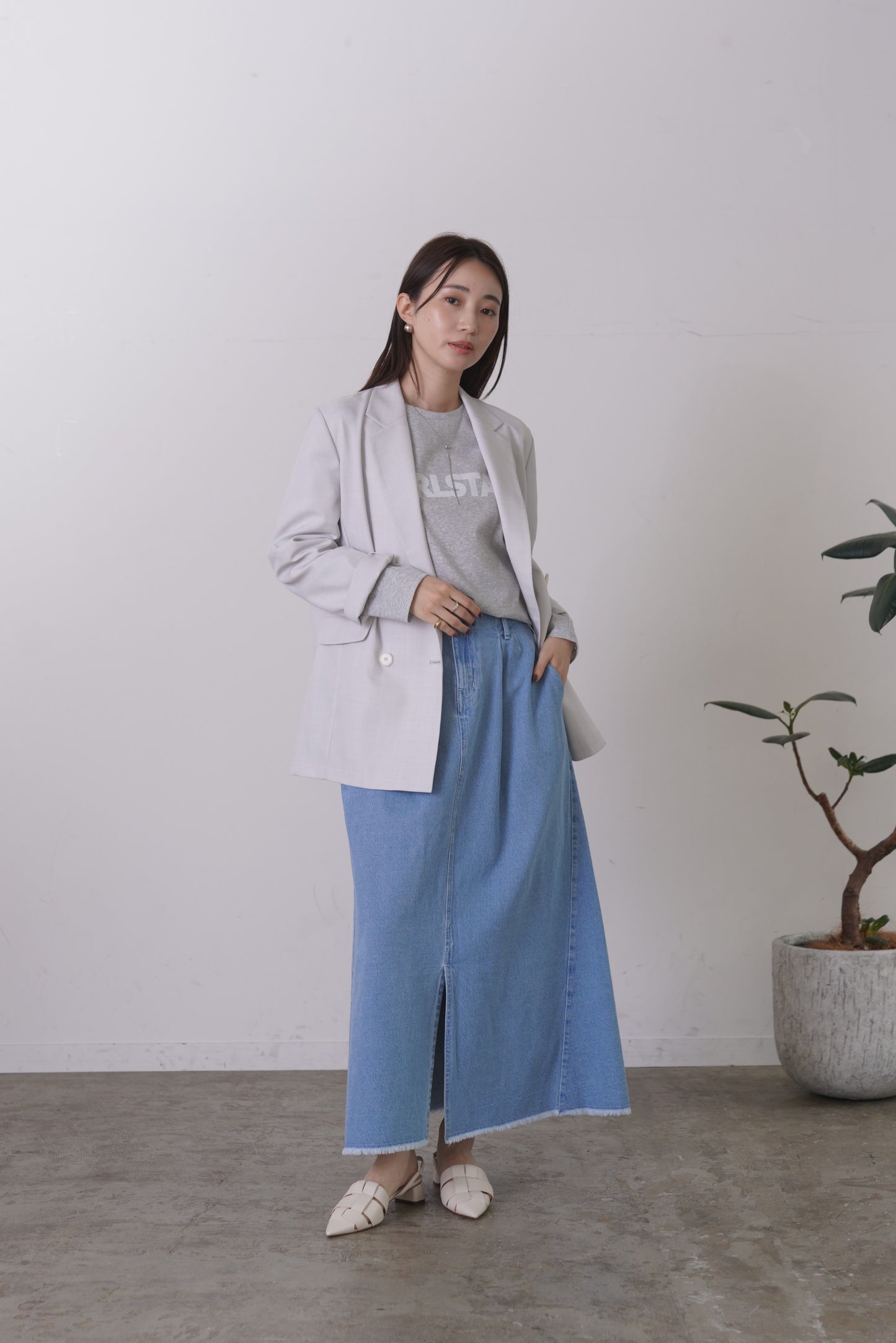 フリンジデニムロングSK　23191