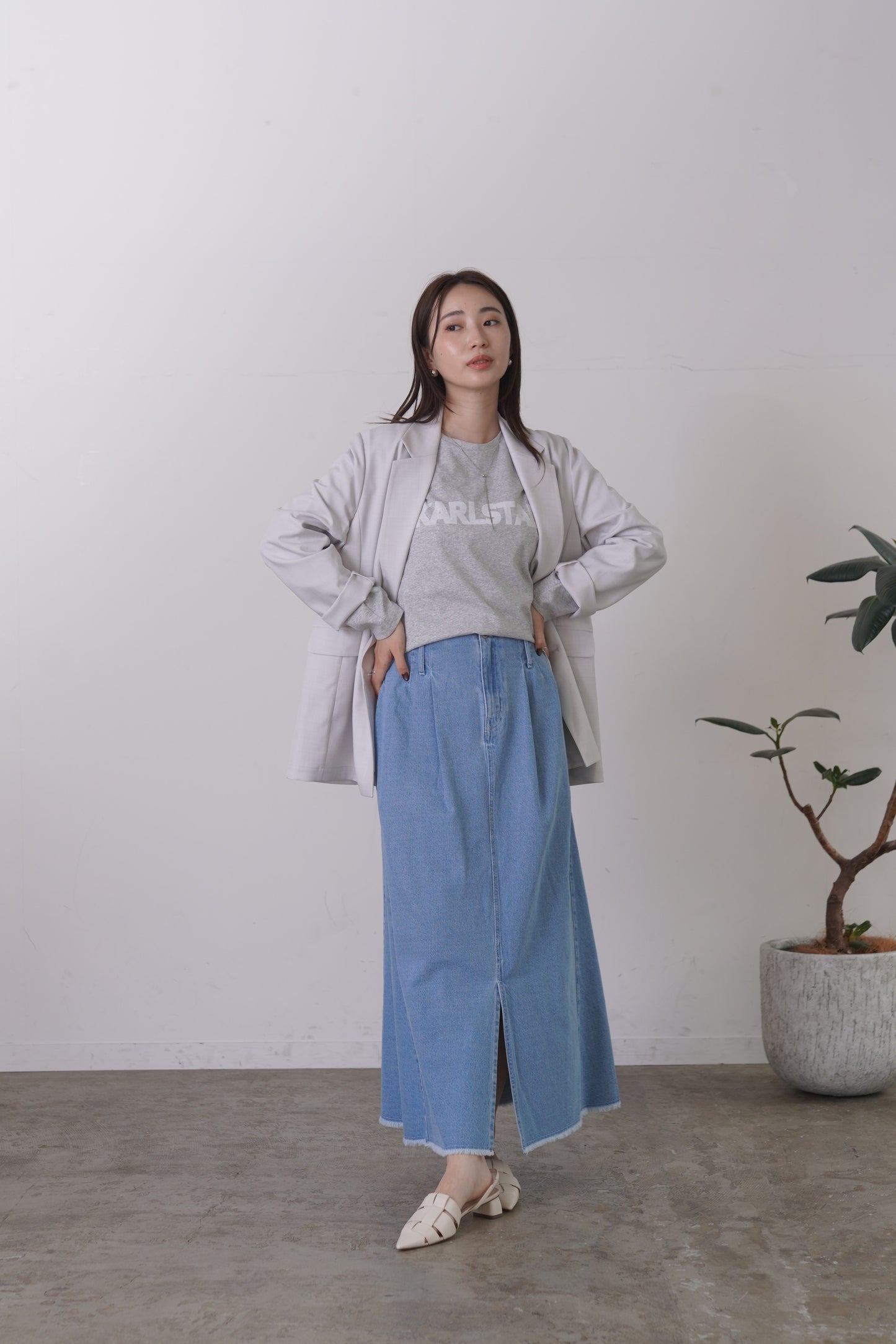 フリンジデニムロングSK　23191