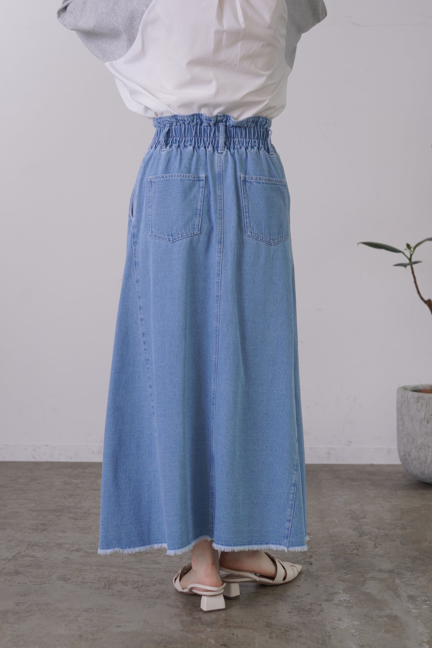 フリンジデニムロングSK　23191