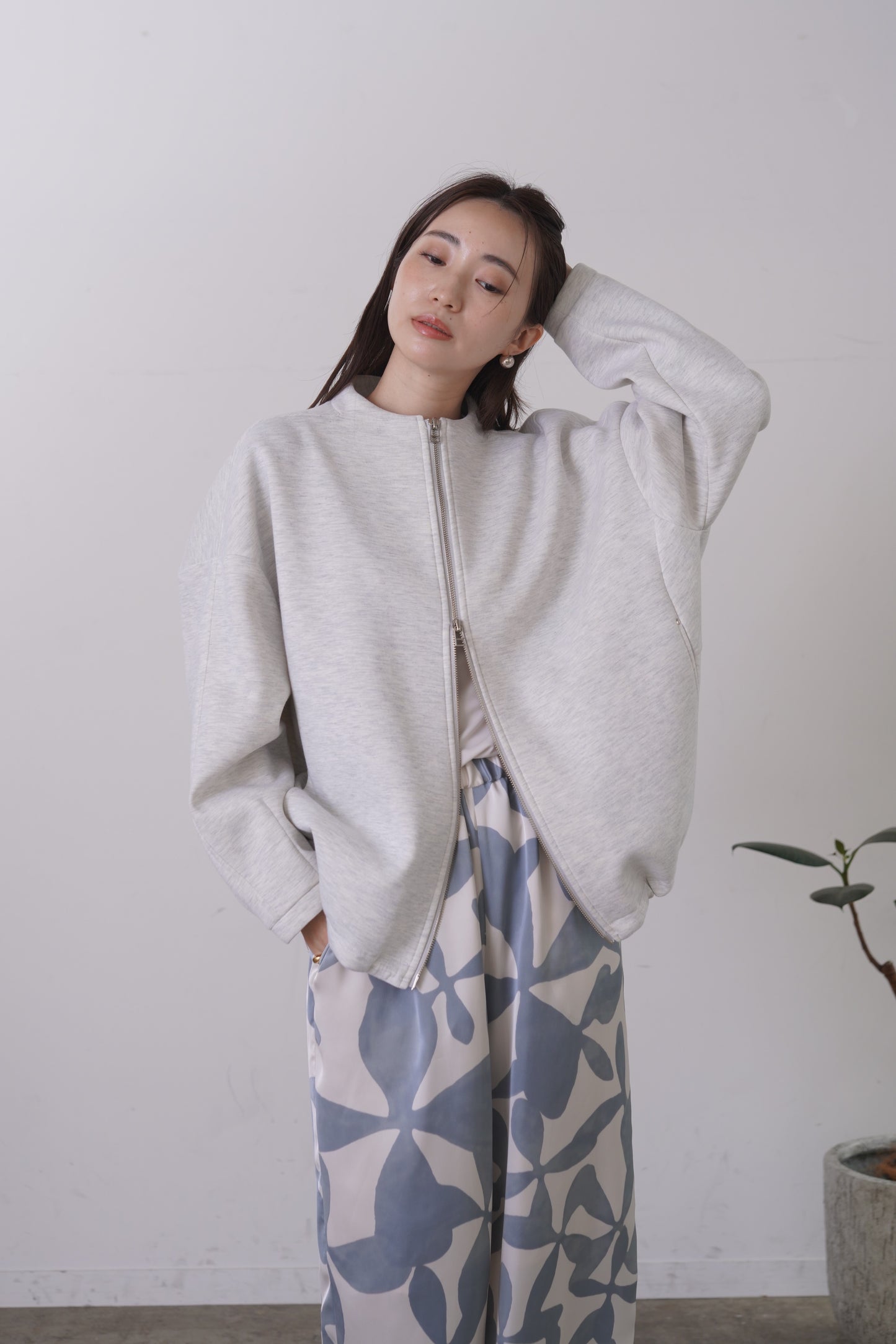 コクーンノーカラーブルゾン　35592