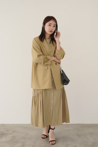 ギャザーフレアシャツワンピース　15731