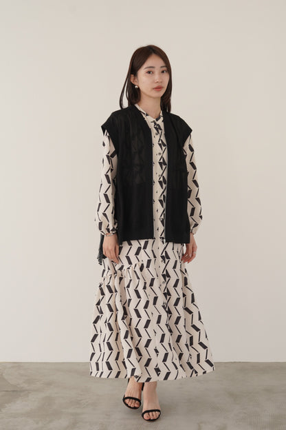 ギャザーフレアシャツワンピース　15731