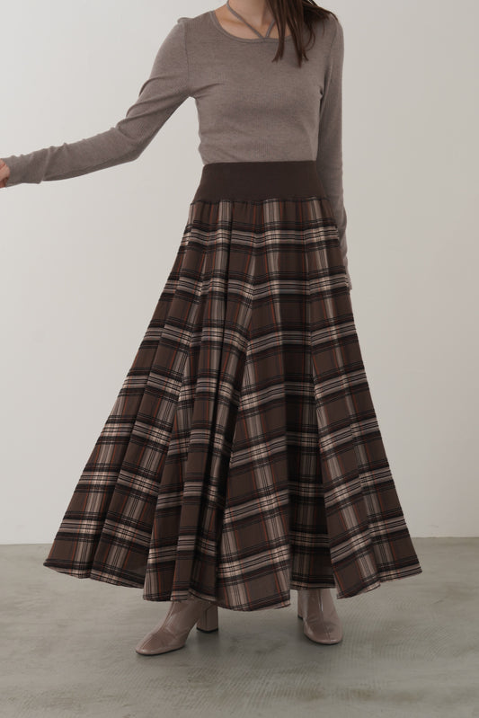 モールチェックウエストリブスカート　23164