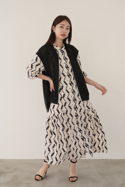 ギャザーフレアシャツワンピース　15731