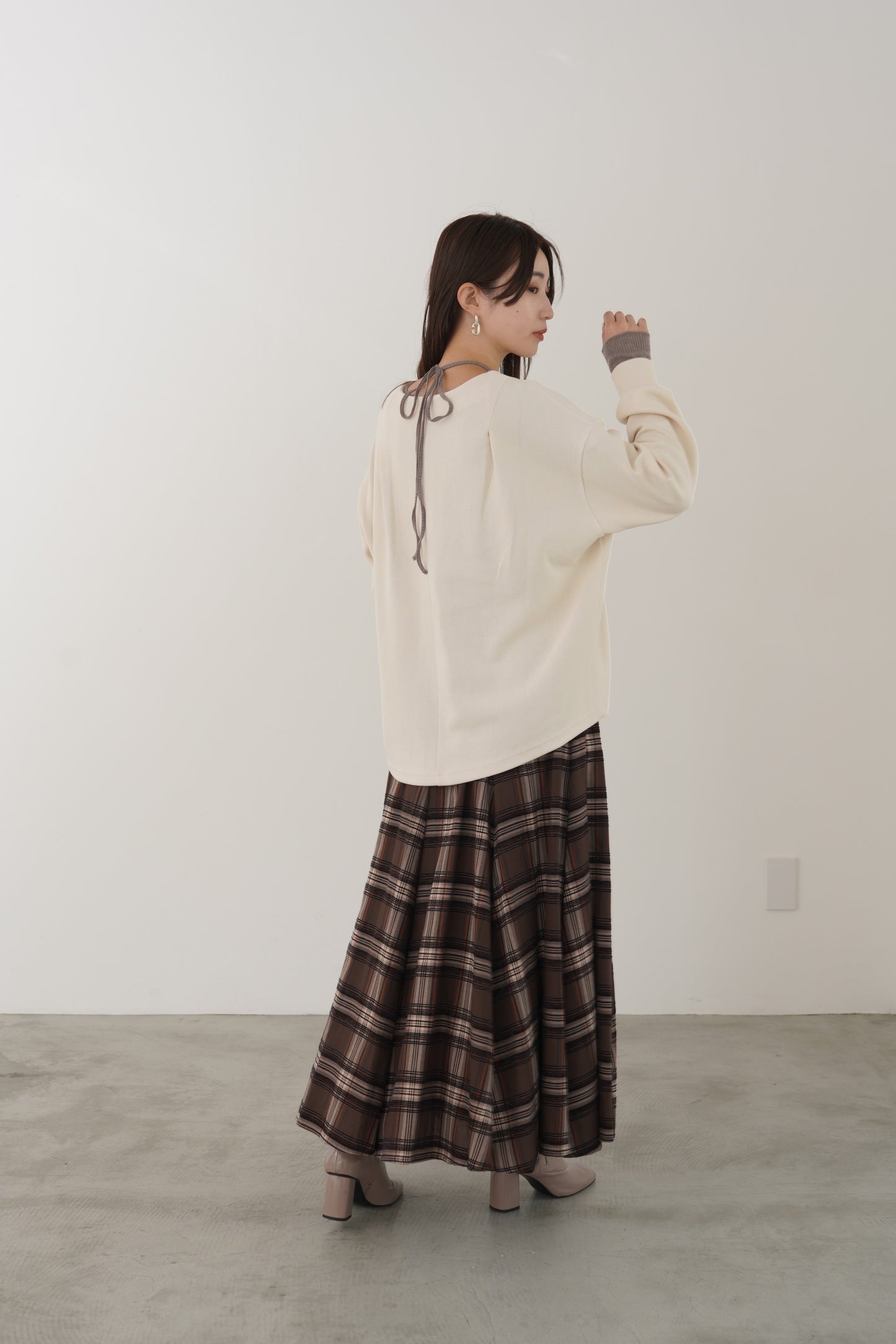 モールチェックウエストリブスカート　23164