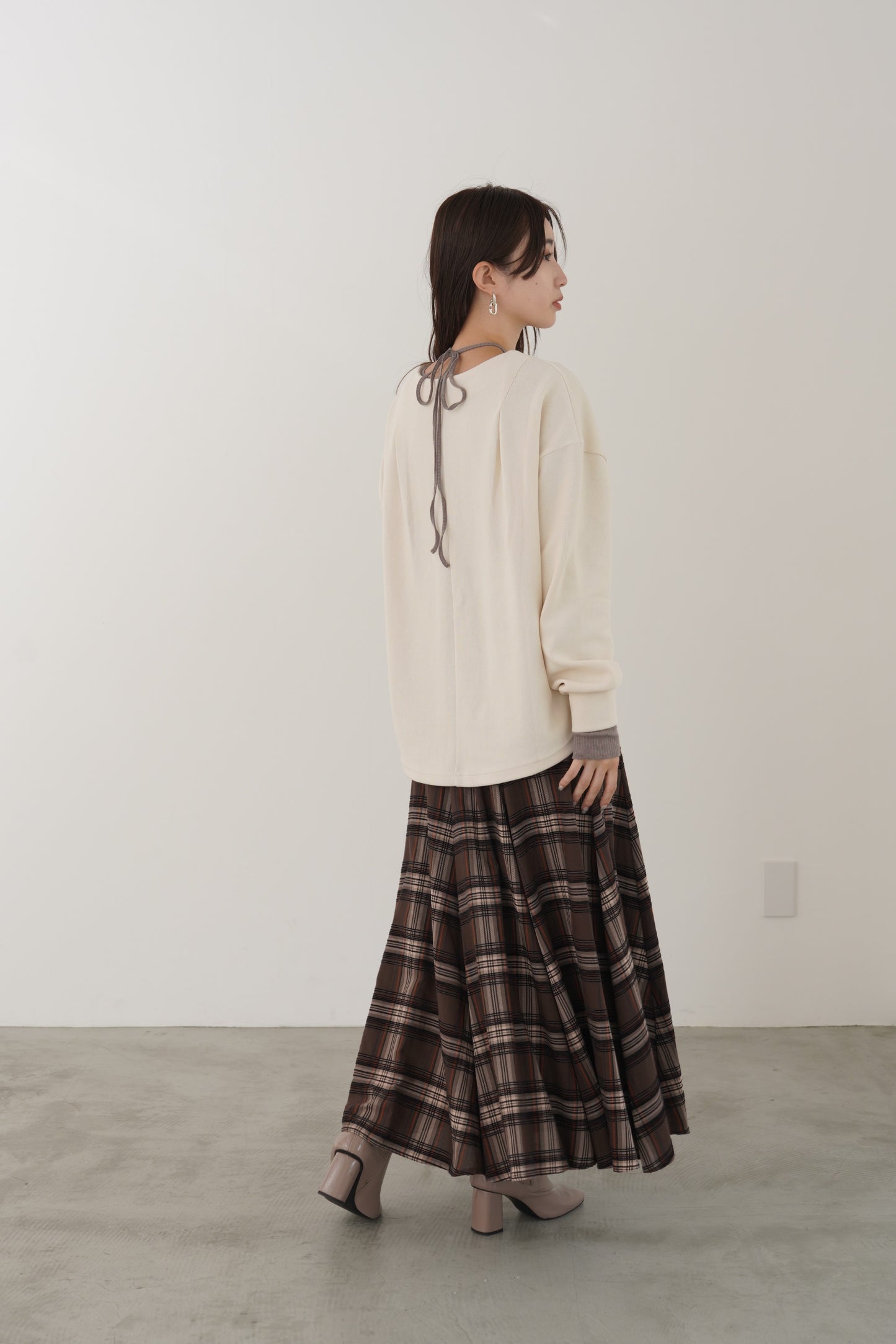 モールチェックウエストリブスカート　23164