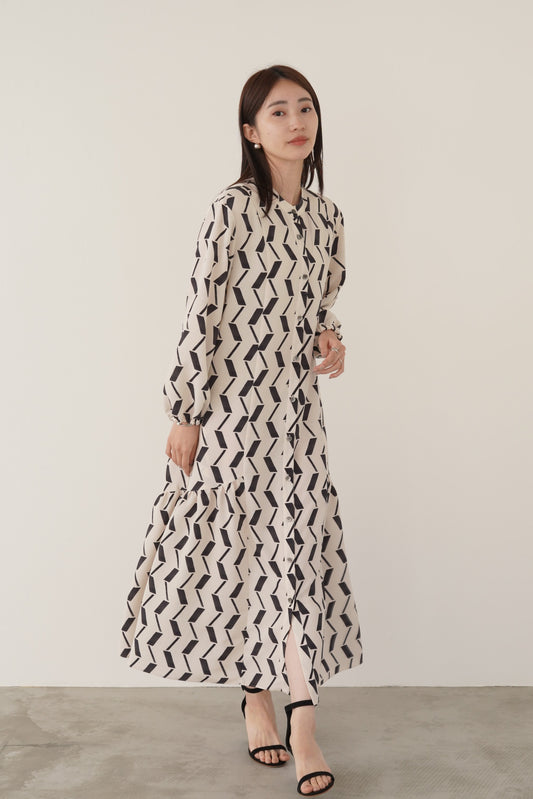 ギャザーフレアシャツワンピース　15731