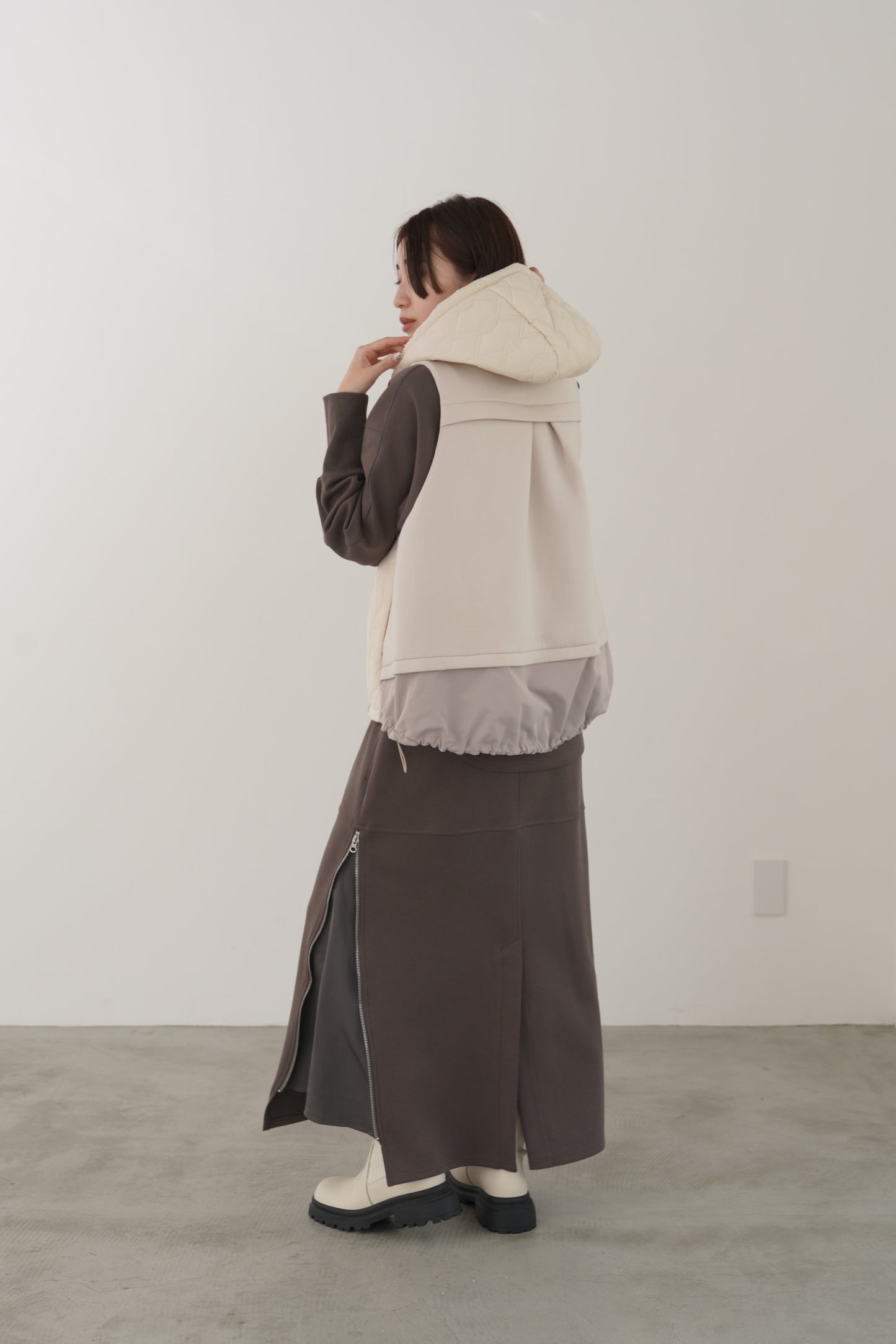 キルティングフードベスト　15929