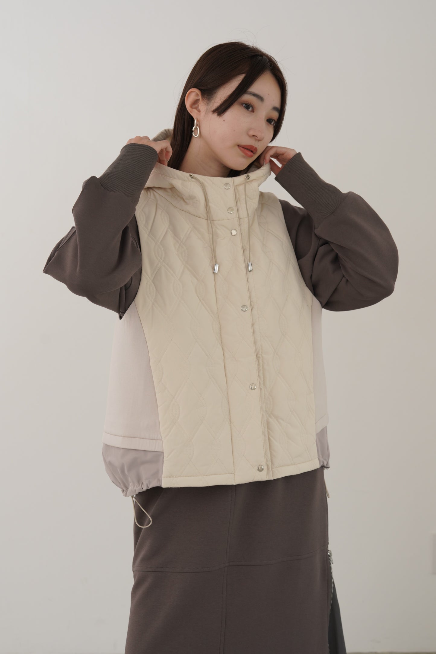 キルティングフードベスト　15929