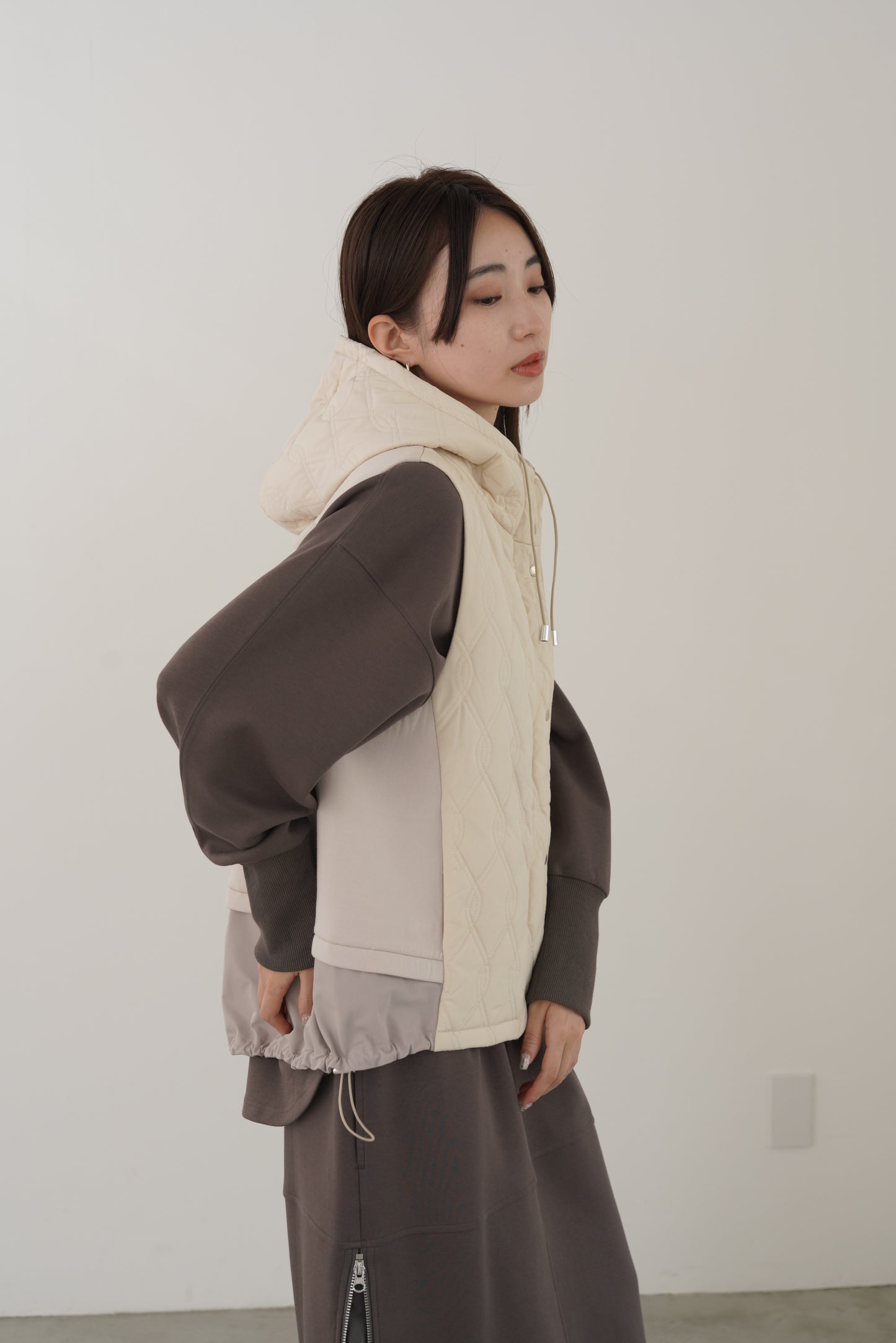 キルティングフードベスト　15929