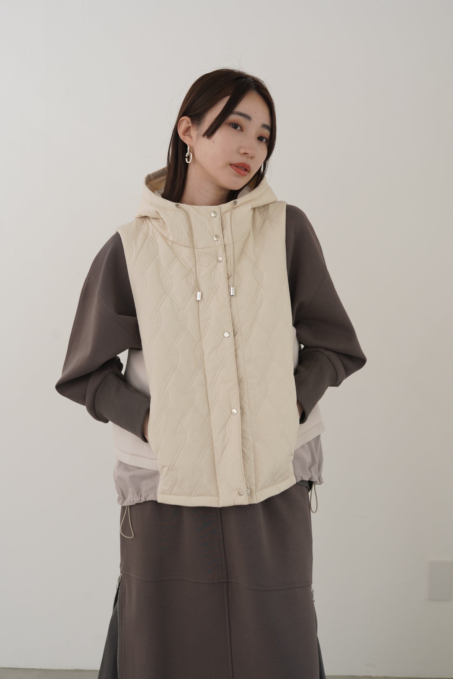 キルティングフードベスト　15929