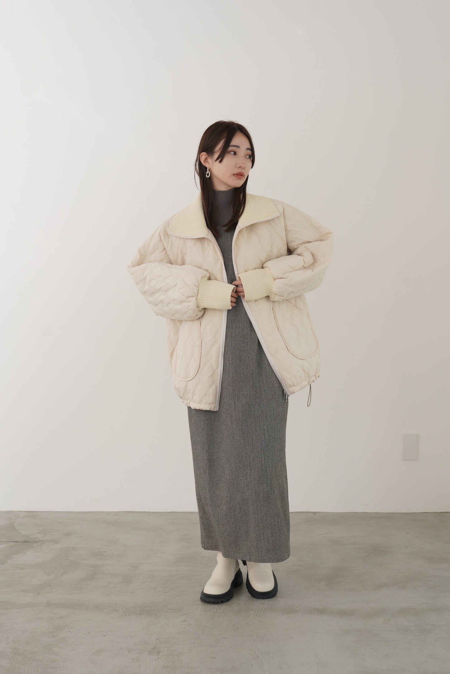 ドットボタンスリーブニット　35552