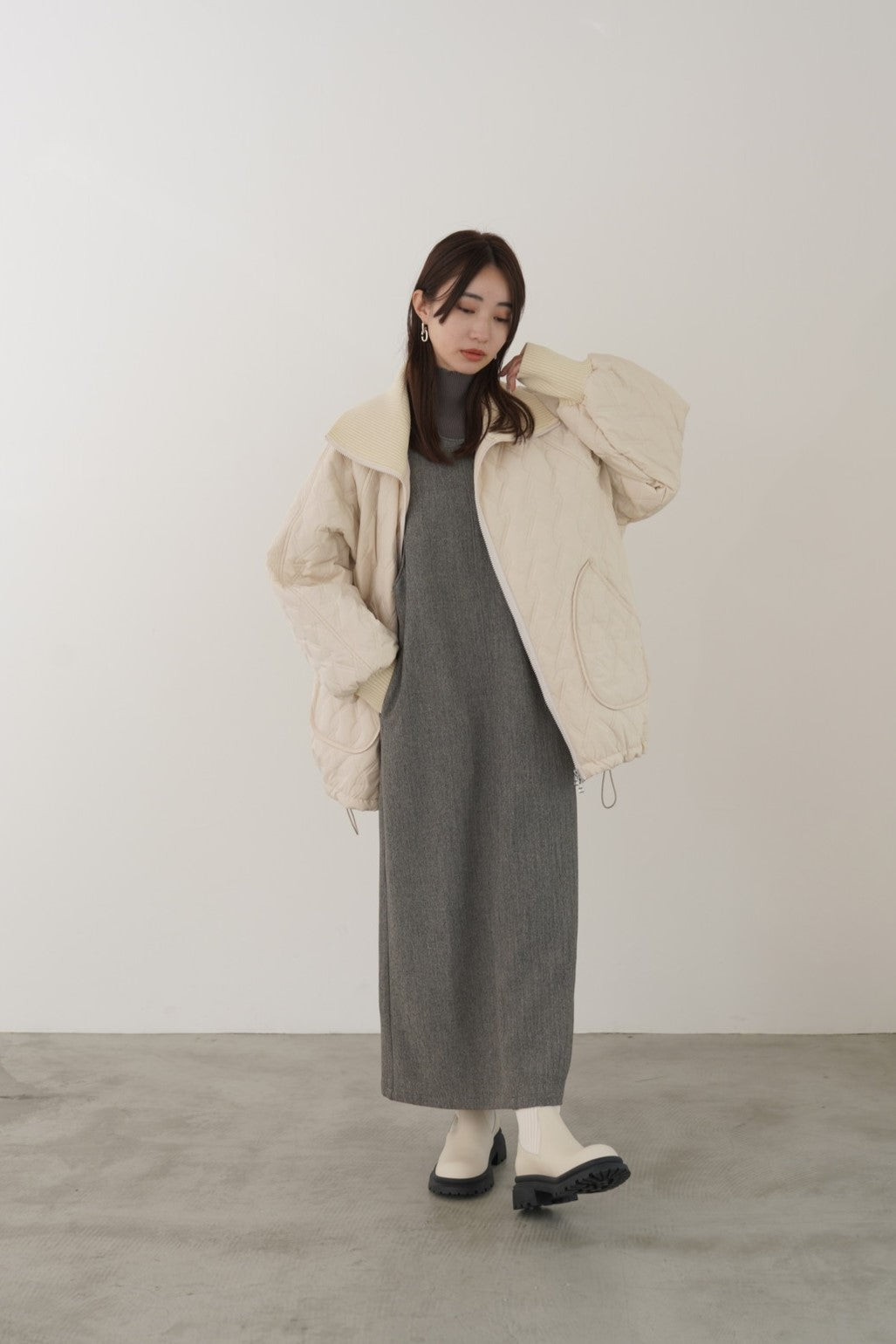 ドットボタンスリーブニット　35552