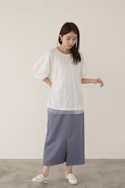 チュールスリーブカットソー　35350
