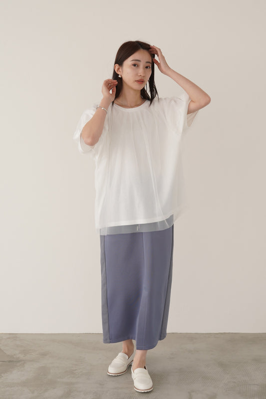 チュールスリーブカットソー　35350