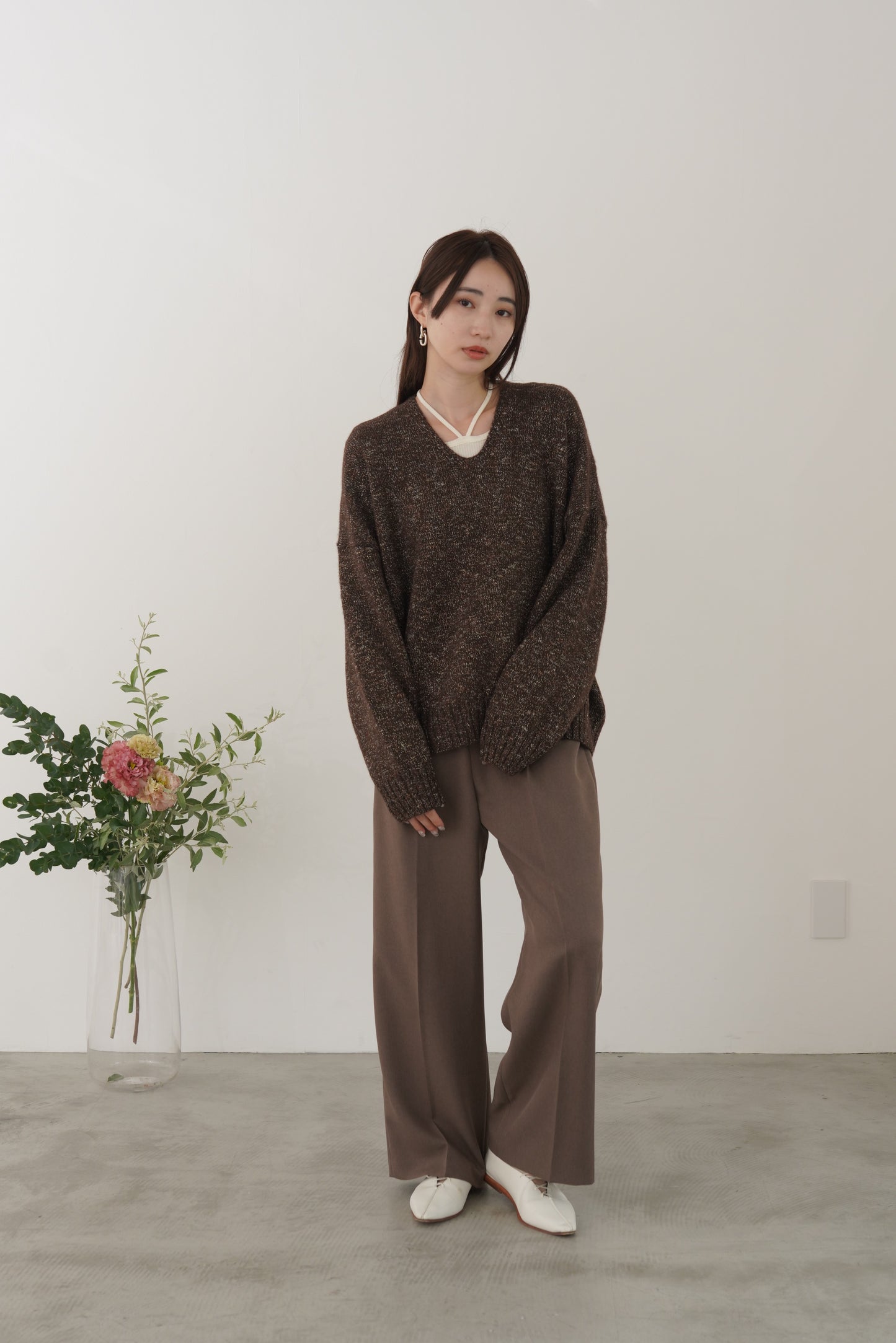 ミニフリルストレートパンツ　23165