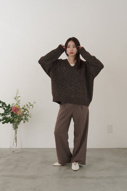 3トーンラメVネックニット　35554