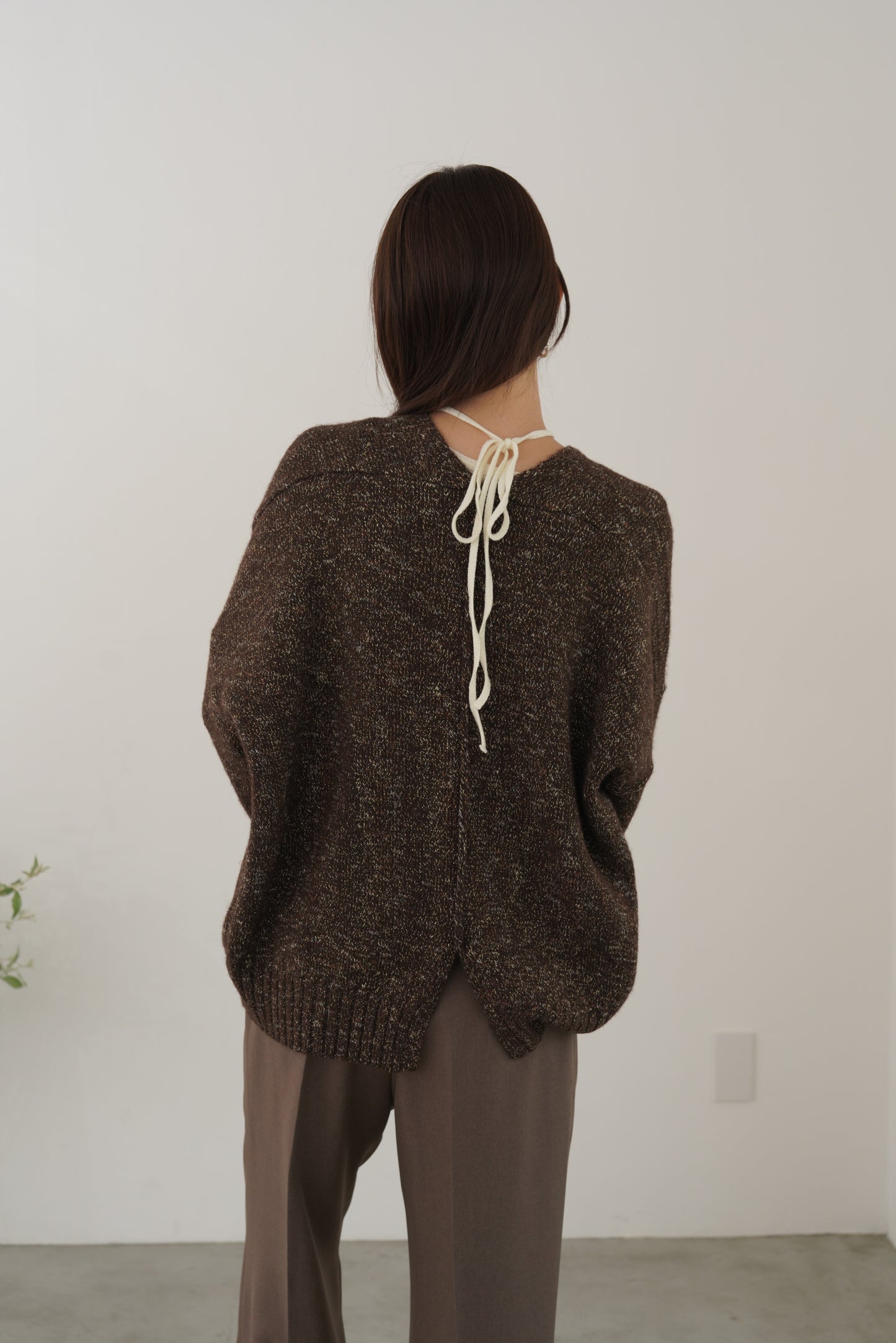 3トーンラメVネックニット　35554