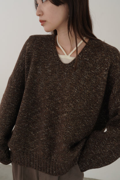 3トーンラメVネックニット　35554