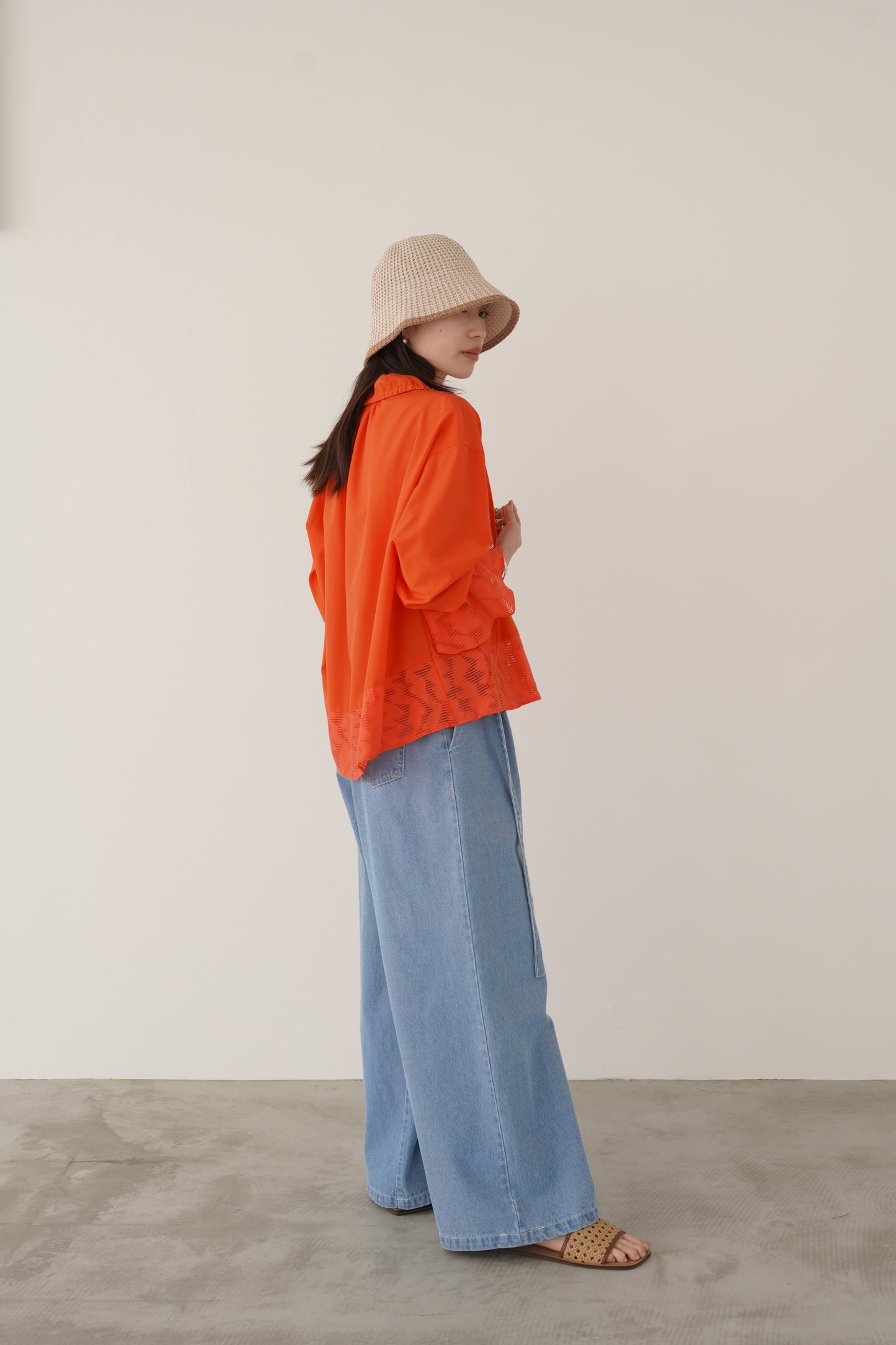 スキッパージャガードブラウス　15732