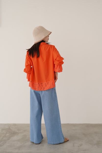 スキッパージャガードブラウス　15732