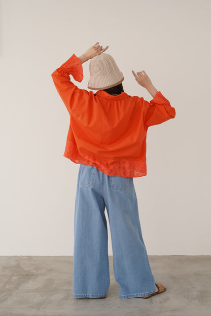 スキッパージャガードブラウス　15732