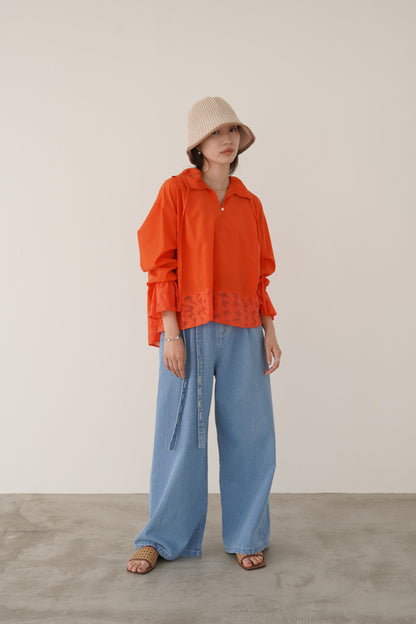 スキッパージャガードブラウス　15732