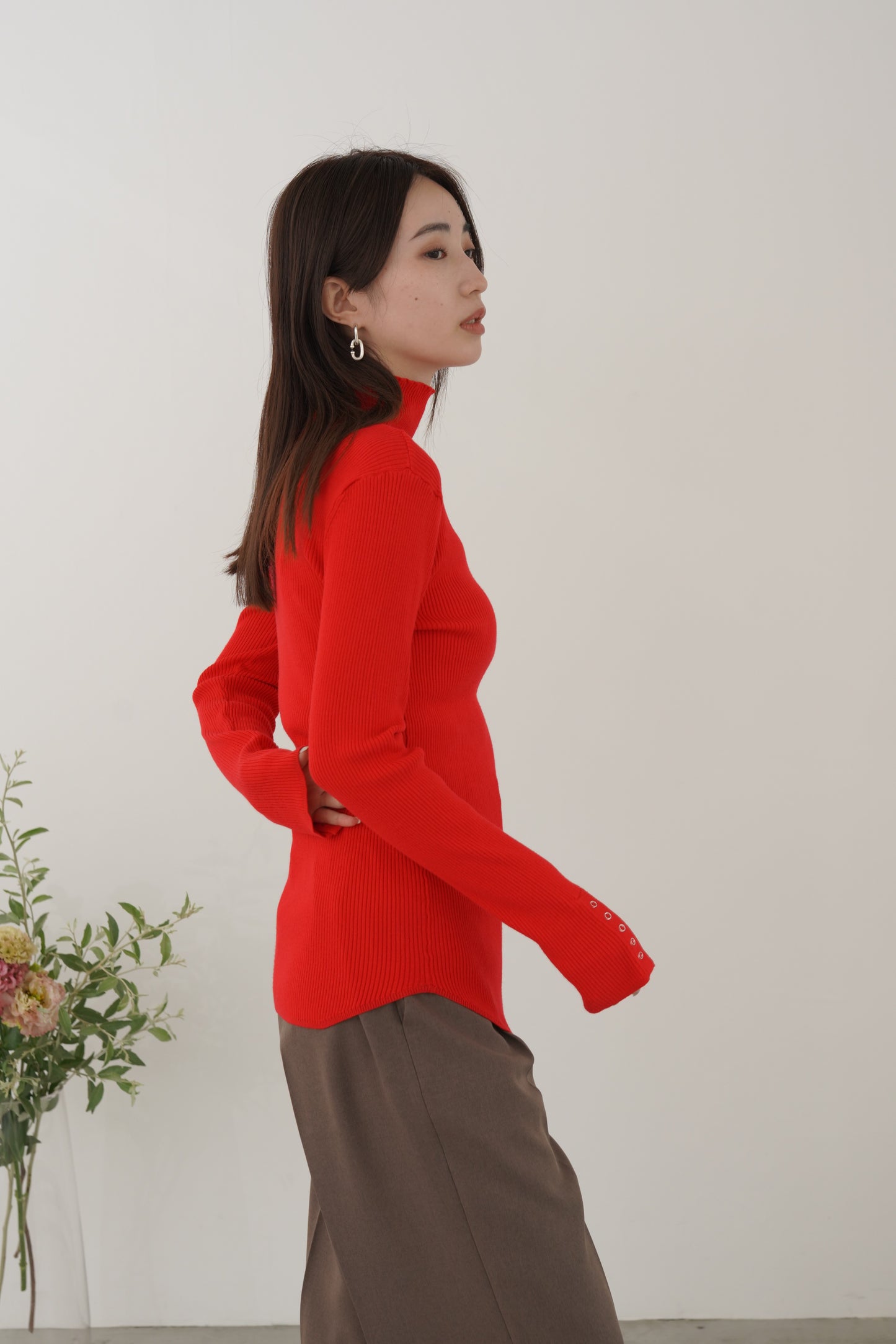 ドットボタンスリーブニット　35552