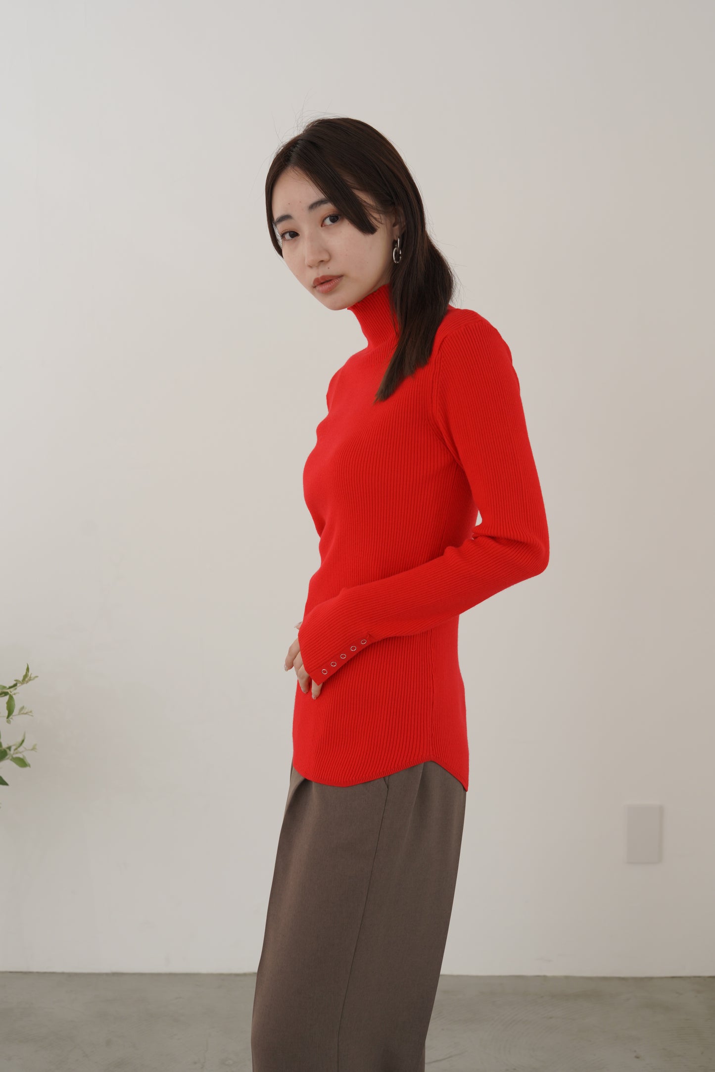 ドットボタンスリーブニット　35552