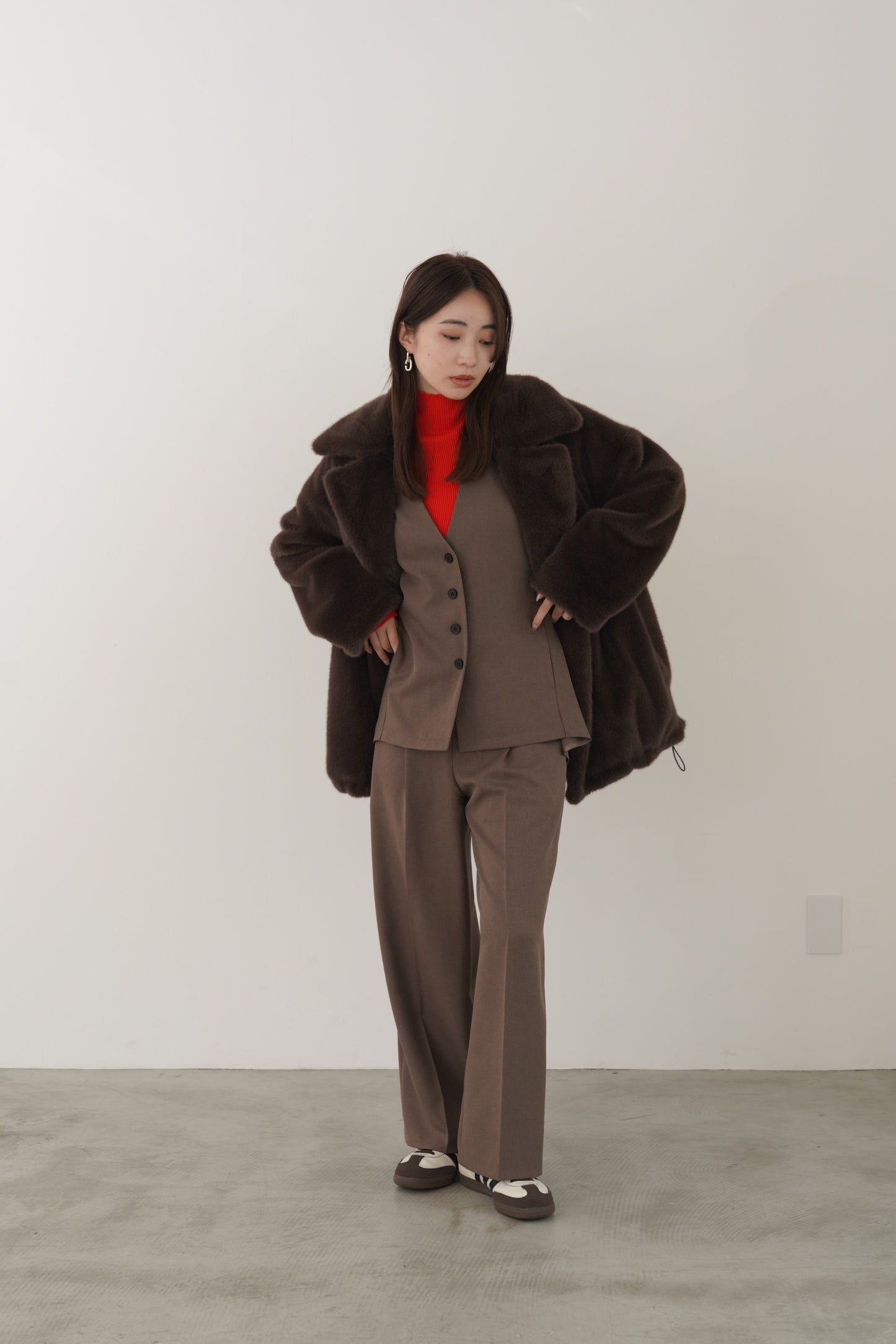 ドットボタンスリーブニット　35552