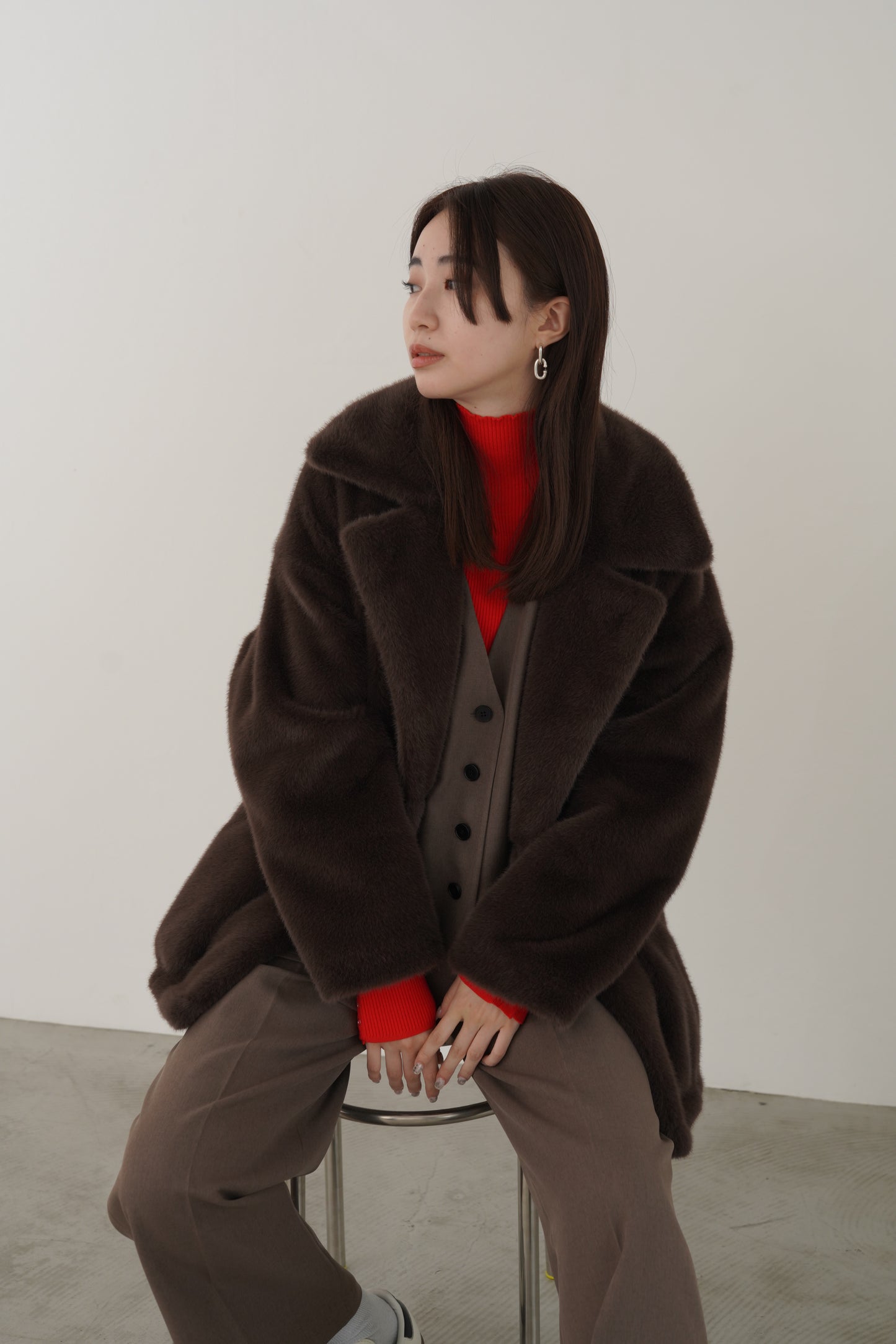 ドットボタンスリーブニット　35552