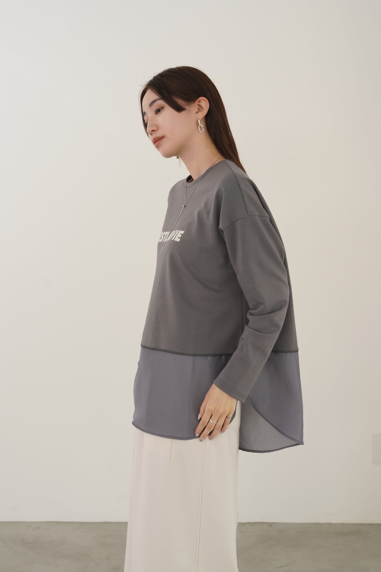 サテンドッキングL/Sカットソー　35542